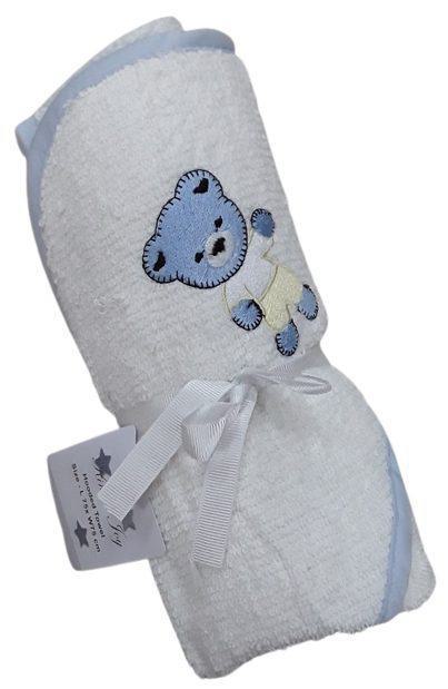 Μπουρνουζοπετσέτα με Κουκούλα 75x75cm Beboulino White Blue Bear Fr 70203401101