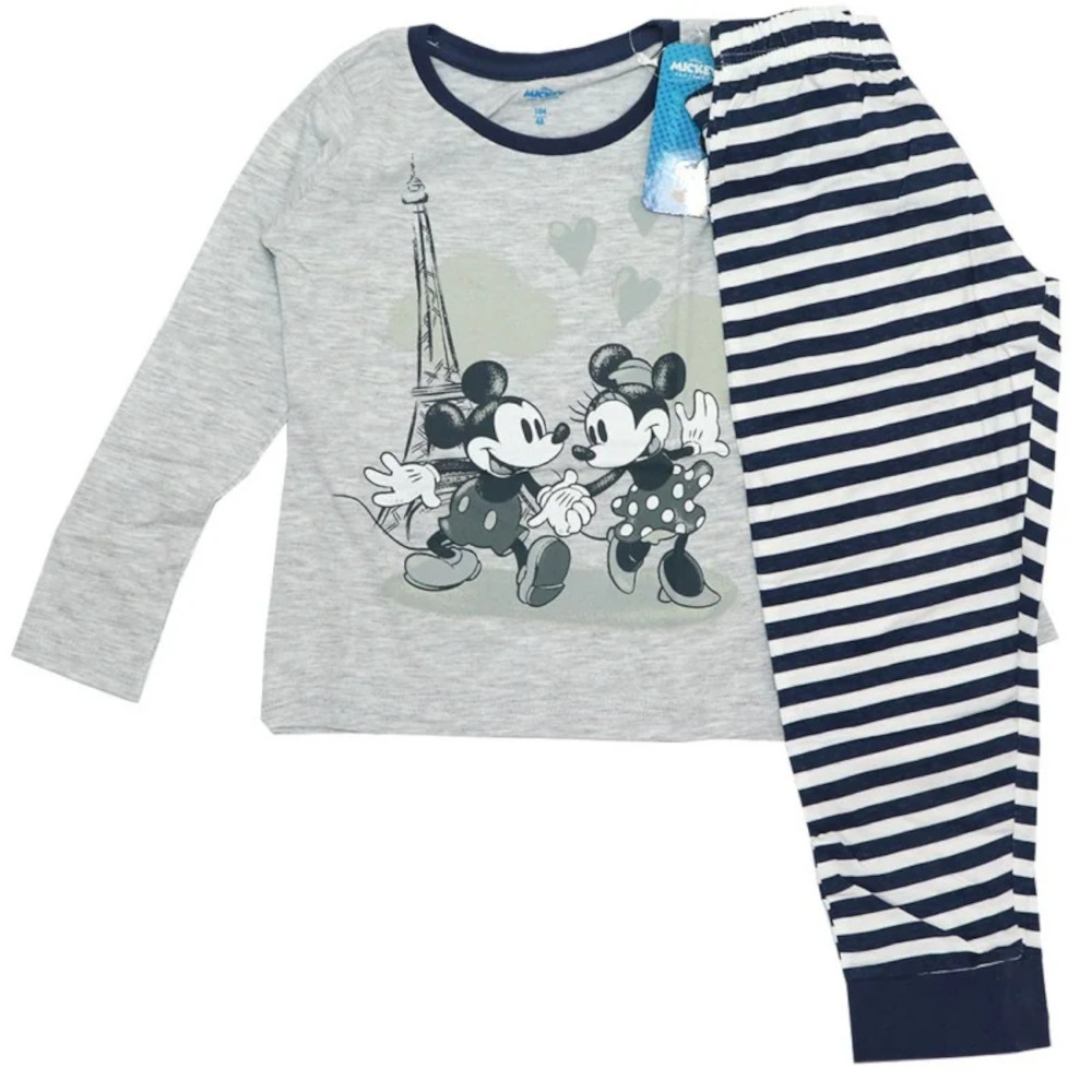 Πιτζάμα Μακρυμάνικη Minnie Grey Melange Navy Lines 8020342