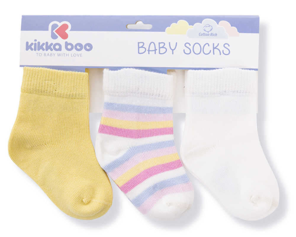 Καλτσάκια Σετ 3τμχ 6-12m Stripes Kikka Boo Yellow 31110010049