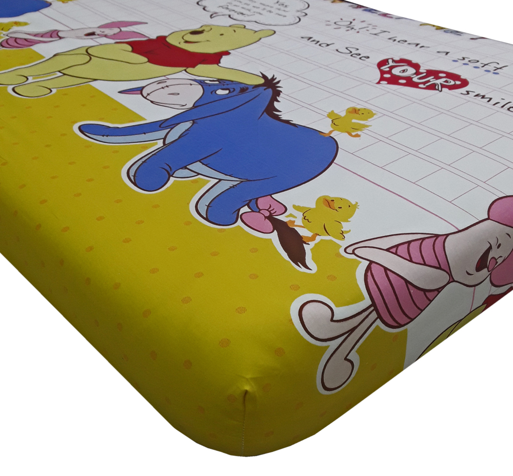 Σεντόνι Κούνιας με Λάστιχο 60x120cm Beboulino Pooh & Friends Yellow 74418800005