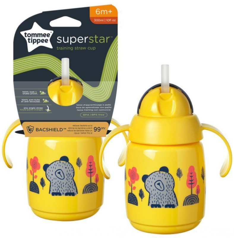 Μπουκάλι με Λαβές και Καλαμάκι 300ml Superstar Tommee Tippee Yellow 478313